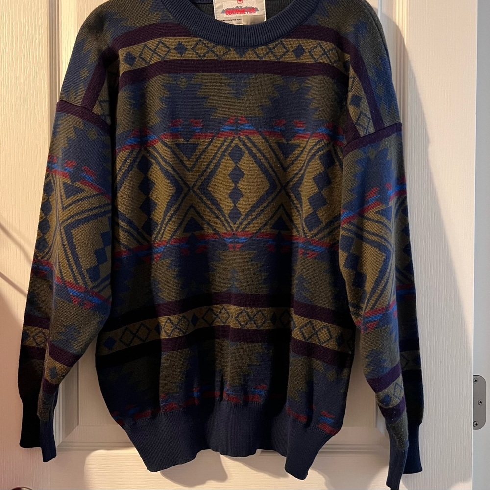 Obermeyer Sweater Mens L Snow Ski Grandpa Multicolor 90's Vtg Grunge Style Based